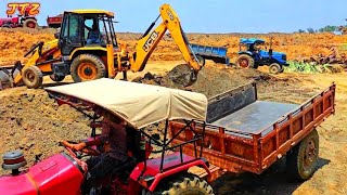 Sonalika Tractor heavy stunts with village road backhoe||overloaded working in Makking in pond||#jcb