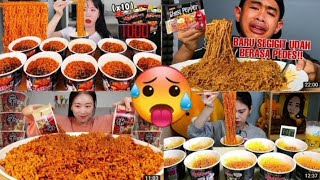 Mukbangers eating too much spicy noodles  🥵#eatingshow #noodle 🍜.