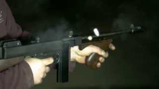 Thompson machine gun being fired on automatic - in ultra slomo