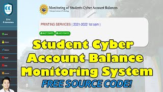 Student Cyber Account Balance Monitoring System using PHP/MySQL | Free Source Code Download