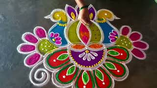 Diwali rangoli designs beautifuldiyarangoli🥀Diwalirangoli🥀Deepavali peacockkolam🥀gokulramya kolangal