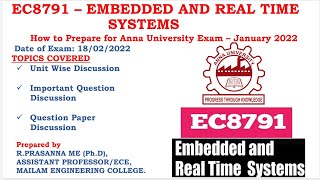 Anna University Offline Exams - EC8791 Embedded and Real Time systems