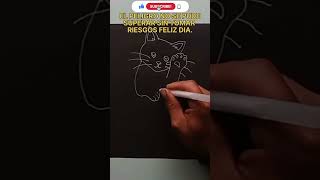 DIBUJANDO UN GATITO CON TINTA BLANCA #shorts #art #youtubeshorts #gato #drawing (ARTE IMPROVISADO)