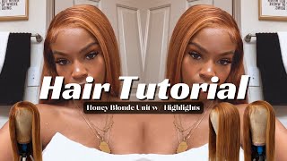 HAIR TUTORIAL: How to Achieve Honey Blonde Wig | BLEACH BATH LACE FRONTAL WIG WITH HIGHLIGHTS