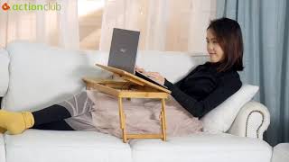 Portable Folding Bamboo Laptop Table Sofa Bed PC Stand Desk With Fan Bed Table