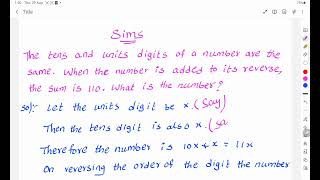 The tens and unit digits of a number are the same,  when the number is added to its reverse, the sum