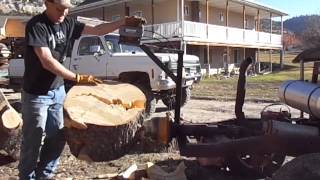 How REAL MEN split wood!!