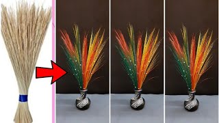 Purane jharu ko kaise use kore//pot painting idea// Room decor with broom stick//