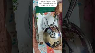 indus valley Triply stainless steel wok with lid sandwitch bottom inductuon base