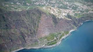 Cabo Girao Skywalk by drone 4K - 589m high cliff above sea level - Madeira, Portugal, July 2023