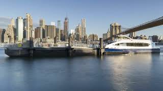 Boat Traffic By The Brooklyn Bridge Timelapse   Stock Video Footage Stock Video Footage