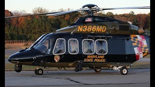 4K AVIATION B-ROLL - Maryland State Police AW-139 departs Norfolk Sentara helipad, 19Jun20