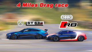 V10 Audi R8 vs V8 AMG GT 63 s 4 Miles Drag race | Racing game video