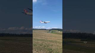 Swiss Airbus A340 landing at Zurich Airport