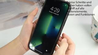 Produktvideo zu iPhone 13 Black Case mit Standfuß und 3er Pack Glasschutzfolie