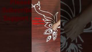 Easy peacock with lotus freehand rangoli design | Simple Varalakshmi vratam muggu | Rangoli art 🥰🥰