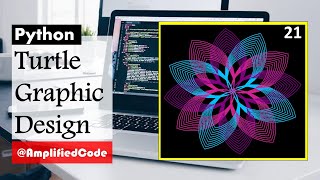 21. Decrementing Line Of Petals | Turtle Graphic Design Project Code | Python Programming