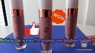 Behind the scenes, Prepping our lipgloss bottles. #makeup #glitznglamcosmetics