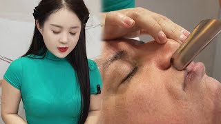 💈ASMR | Remove dead skin and whiskers from the foreign friend's face! 🪒 Wet shaving pleases him!