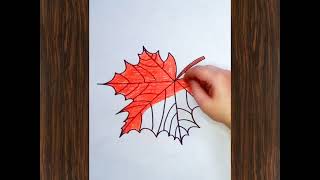 تعليم الرسم والتلوين للأطفال 🎨 كيف ترسم ورقة الخريف 🍁How to draw an autumn leaf step by step