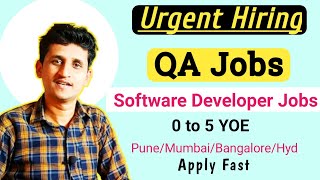 QA Job Openings | Software Testing Jobs | QA Fresher Jobs | Manual Testing Jobs | Fresher QA Jobs