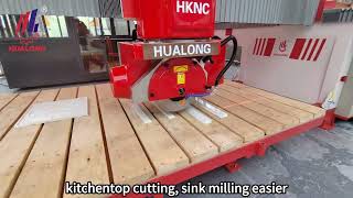 Hualong machinery 5 Axis CNC Bridge Saw Making Kitchen Countertop Cutting Drilling machine