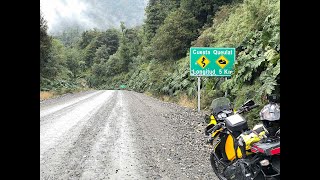 Cuesta Queulat completa de sur a norte. Moto. Ruta 7, Carretera Austral. Región de Aysén. 9 mar 2023