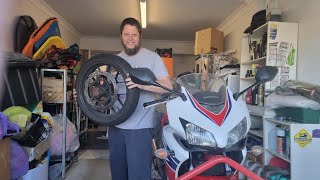 Honda CBR500R Changing Front Tyre