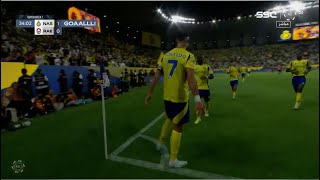 هدف عالمي من الاسطورة كريستيانو رونالدو يسجل الهدف الاول للنصر.النصر 1-0 الرايد