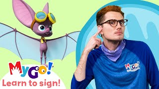 Learn Sign Language with Blippi Wonders! | Bats |  MyGo! | ASL for Kids