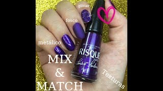 Unha Gringa: Mix & Match de Texturas Metálico Fosco Glitter em ROXO! (Inspirações#5 - Nail Art#14).