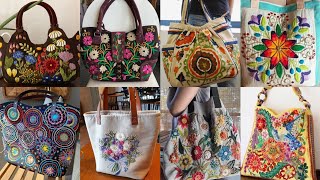 Top trending hand embroidered bags , shoulder bags , shopping bags designs latest collection