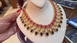 Malabar Latest Ruby Emerald Necklace Designs/Starting @11Gm/Gemstone/#rajajinagar /#bangalore deeya