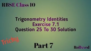 RBSE Class 10 Maths Chapter 7 || Trigonometry Identities Exercise 7.1 Question Solution |  |