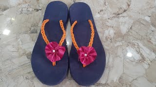 DIY SLIPPERS How to make slippers using old clothes & damaged flip flops/Flip flop Makeover #shorts