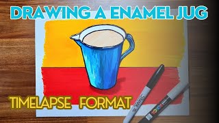 Satisfying Timelapse Video on How to Draw a Jug using Alcohol Markers.