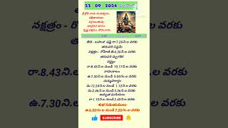 Today Panchangam 23.09.24 #shorts#ytshorts2024 #shashti  #todaypanchangam #trending