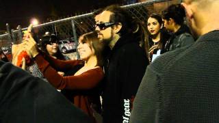 Reginald Quincy "Fieldy" Arvizu from Korn stops to sign autographs for fans at jimmy kimmel live