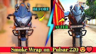 Pulsar 220 Headlight Modification || Smoke Wrap On Pulsar 220 😍♥️ || #220modified