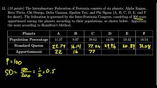 Math 1030, Exam 3 - Question 12 (Hamilton's Method)