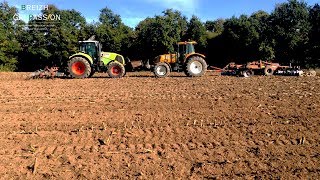 DEUX ENSSEMBLE AU PREPARATION DES SEMIS DE BLE |RENAULT & CLAAS |EN BRETAGNE DANS LE MORBIHAN 2018