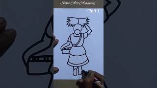 How To Draw A Village Women #shorts #art #drawing #women #youtubeshorts