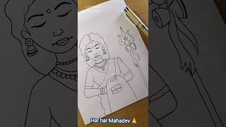 Mata Parvati & shiv ji drawing 😍| #shorts #trending #shivji #parvati #mahadev #Rammandir