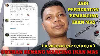 UKURAN SENAR PANCING IKAN MAS JADI PERDEBATAN 0,28 .0,26 .0,24 .0,22 .0,20 .0,18 .0,16