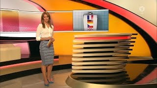 Mareile Höppner - Brisant HD - 16.06.2016 - White Blouse, Grey-Blue Skirt & Blue Heels