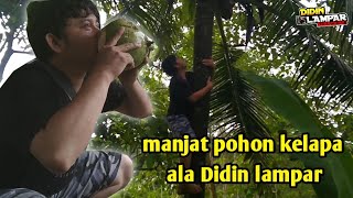 manjat pohon kelapa bikin kaki gemetar,  dan mantapnya minum air kelapa muda.