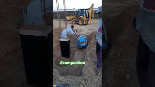 Compacting in small space around the concrete column #construction #concreteconstruction