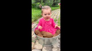 Cute Puppies And Little Girl Crying In Tub #shorts #funnydoggydog #youtubeshorts #shortsvideo