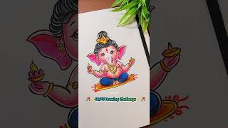 Bal ganesha pencil colour drawing 😍 💕 #shorts