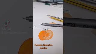 Pumpkin illustration in watercolour and pen #short